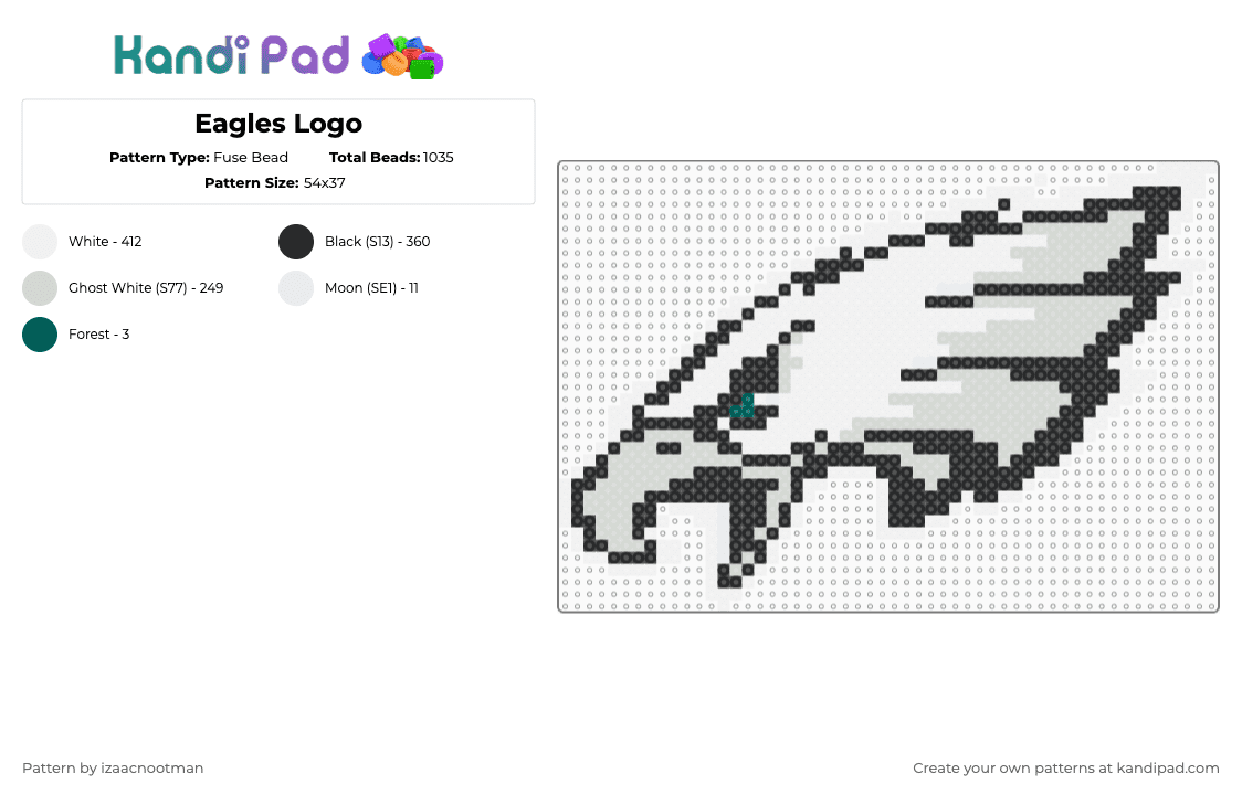 Eagles Logo - Fuse Bead Pattern by cozzymomo on Kandi Pad - white