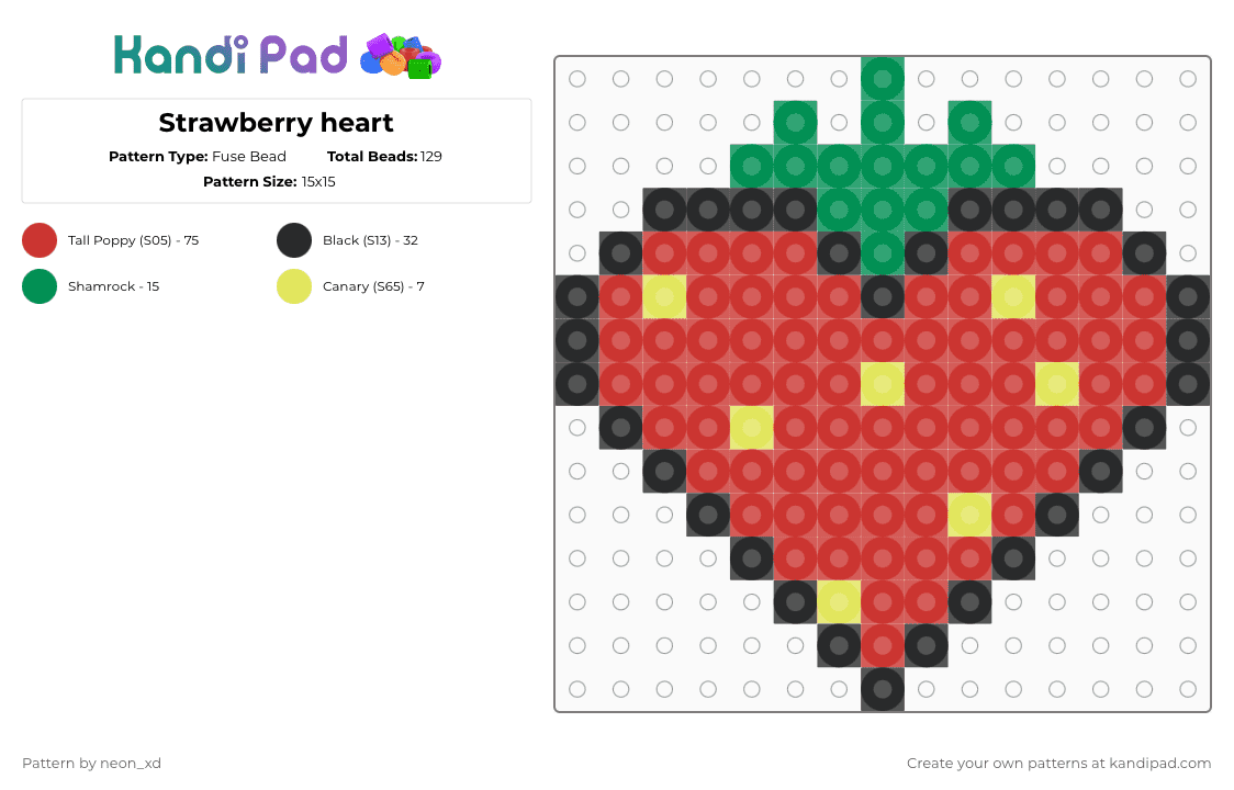 Strawberry heart - Fuse Bead Pattern by neon_xd on Kandi Pad - red