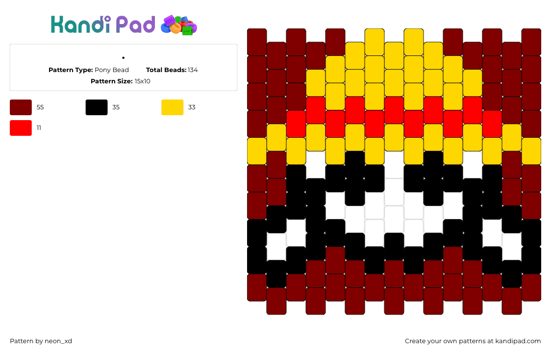 . - Pony Bead Pattern by neon_xd on Kandi Pad - one piece,straw hat,pirates,jolly roger,anime,tv show,yellow,white,red