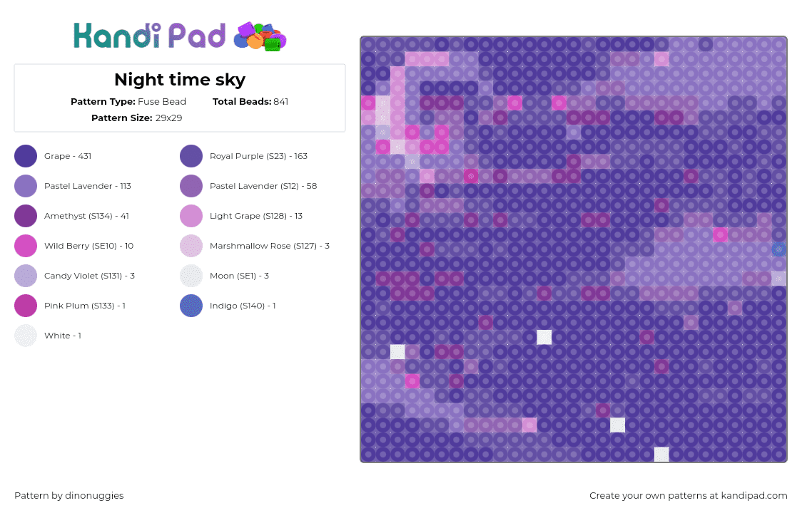 Night time sky - Fuse Bead Pattern by dinonuggies on Kandi Pad - 