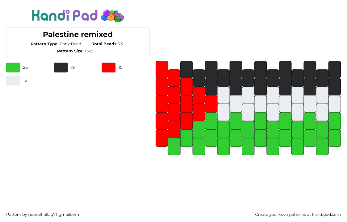 Palestine remixed - Pony Bead Pattern by nooralhallaq711gmailcom on Kandi Pad - 