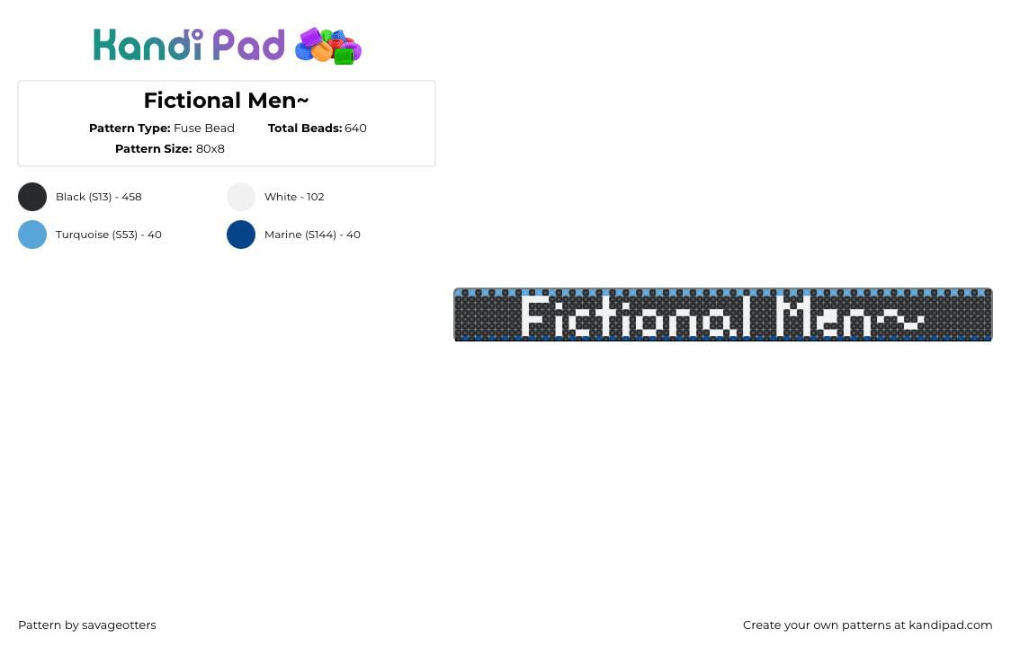 Fictional Men~ - Fuse Bead Pattern by savageotters on Kandi Pad - fictional men,text,sign,bracelet,black,white