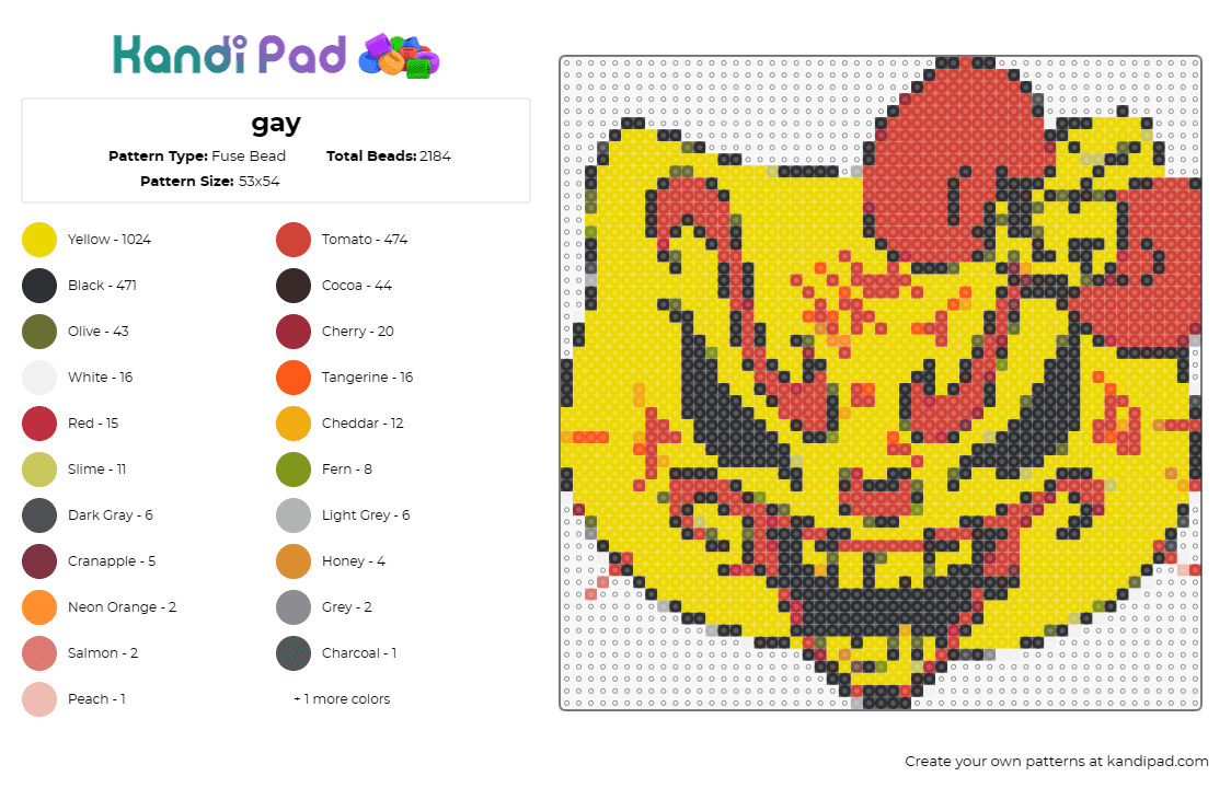 gay - Fuse Bead Pattern by deleted_user_598415 on Kandi Pad - icp,insane clown posse,hello kitty,mashup,whimsical,playful,music,subculture,cha