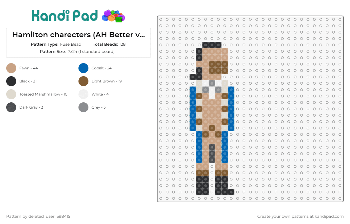 Hamilton charecters (AH Better version) - Fuse Bead Pattern by deleted_user_598415 on Kandi Pad - alexander hamilton,history,founding father,musical,legacy,iconic,influential,refined,portrayal,brown,beige