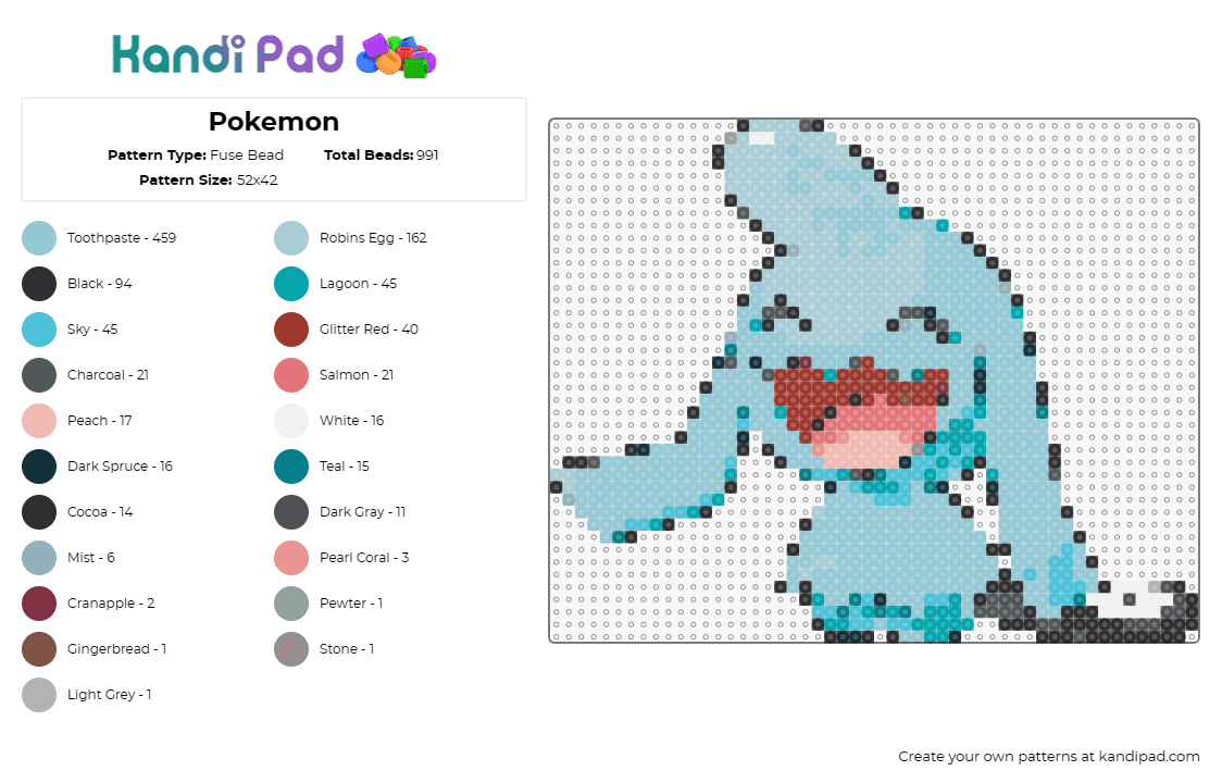 Pokemon - Fuse Bead Pattern by deleted_user_598415 on Kandi Pad - wynaut,pokemon,character,playful,whimsical,engaging,blue