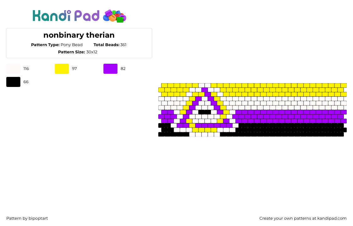 nonbinary therian - Pony Bead Pattern by bipoptart on Kandi Pad - nonbinary,therian,theriotype,pride,symbol,cuff,yellow,purple