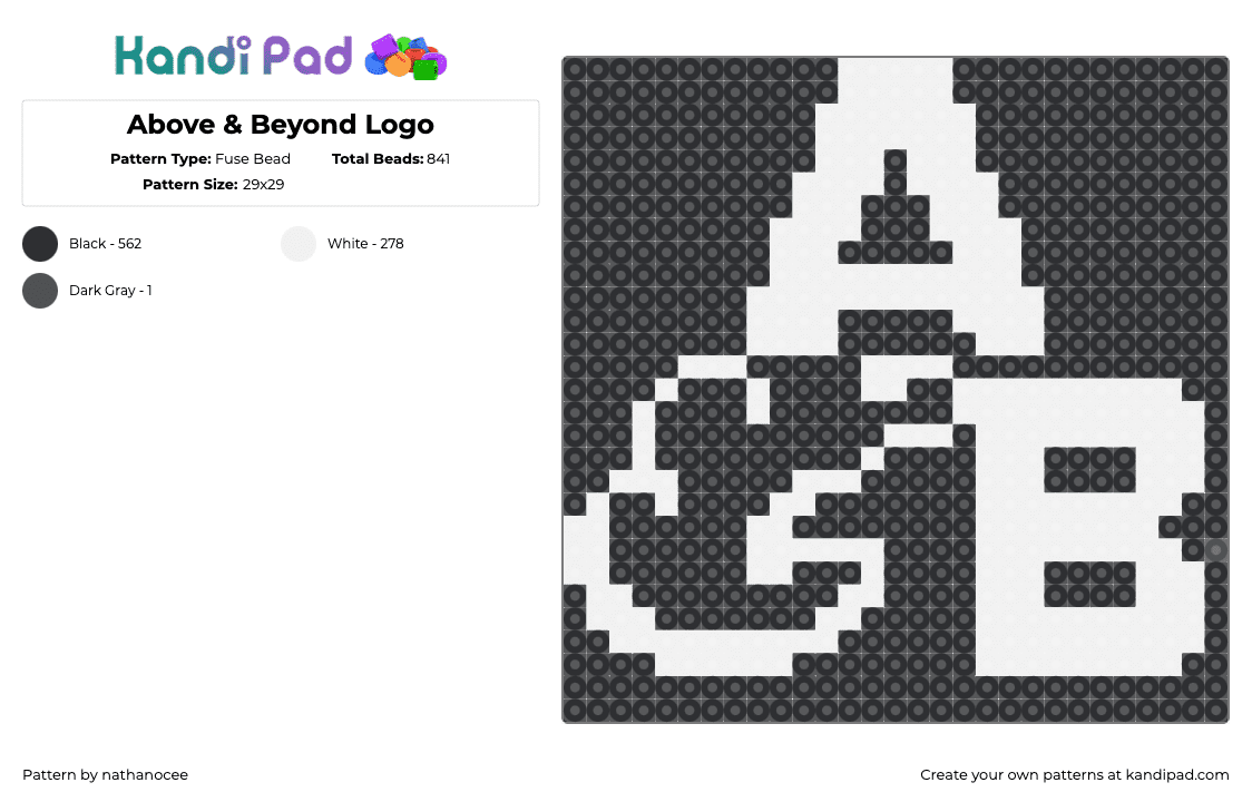 Above & Beyond Logo - Fuse Bead Pattern by nathanocee on Kandi Pad - above and beyond,logo,text,black,white