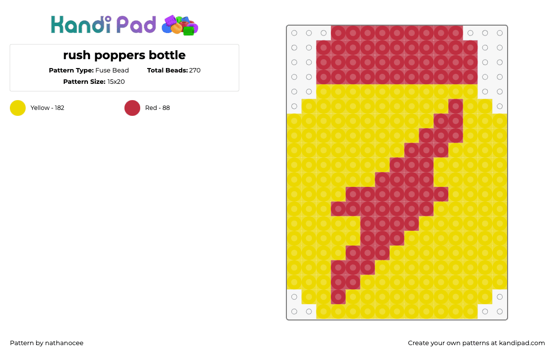 rush poppers bottle - Fuse Bead Pattern by nathanocee on Kandi Pad - rush,poppers,energy,lightning bolt,bottle,red,yellow