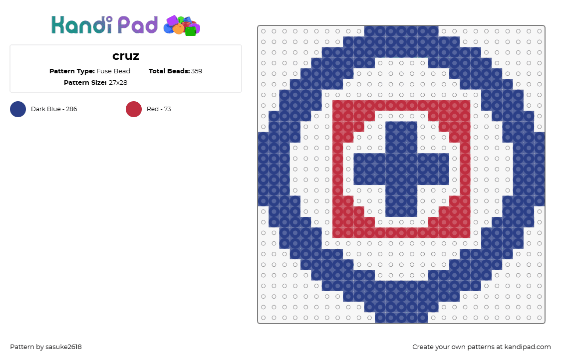 cruz - Fuse Bead Pattern by sasuke2618 on Kandi Pad - cruz azul,futbol,soccer,mexico,logo,sports,team,blue,red,white