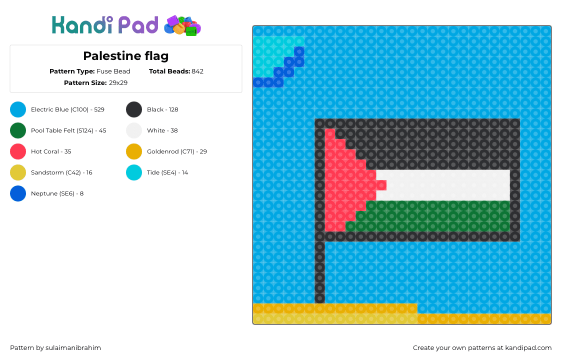 Palestine flag - Fuse Bead Pattern by sulaimanibrahim on Kandi Pad - 