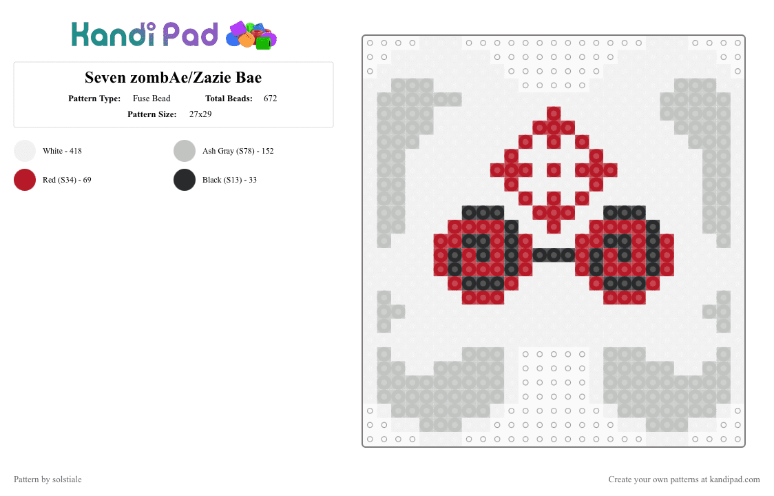 Seven zombAe/Zazie Bae - Fuse Bead Pattern by solstiale on Kandi Pad - beige, breakcore, bunny, femtanyl, music, rabbit, red, white, zombae