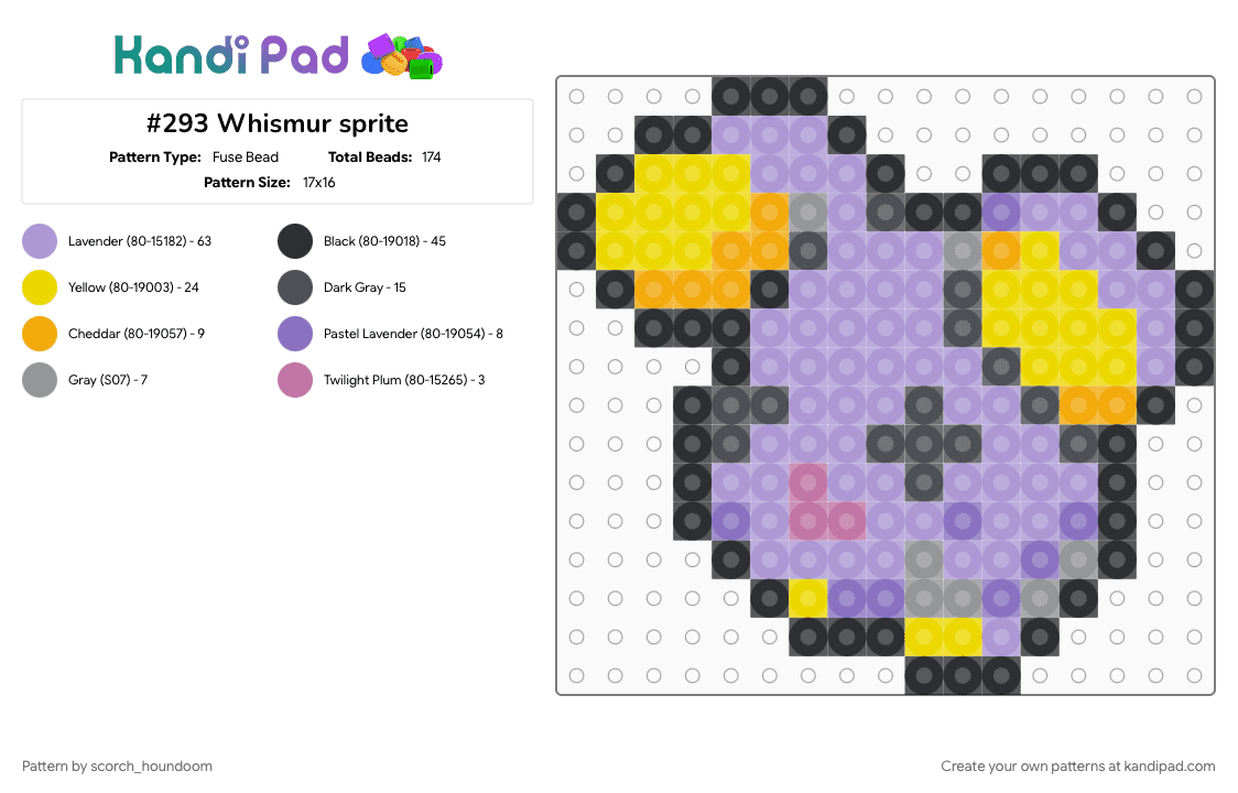 #293 Whismur sprite - Fuse Bead Pattern by scorch_houndoom on Kandi Pad - pink, pokemon, pokemon sprite, sprite, whismur, yellow