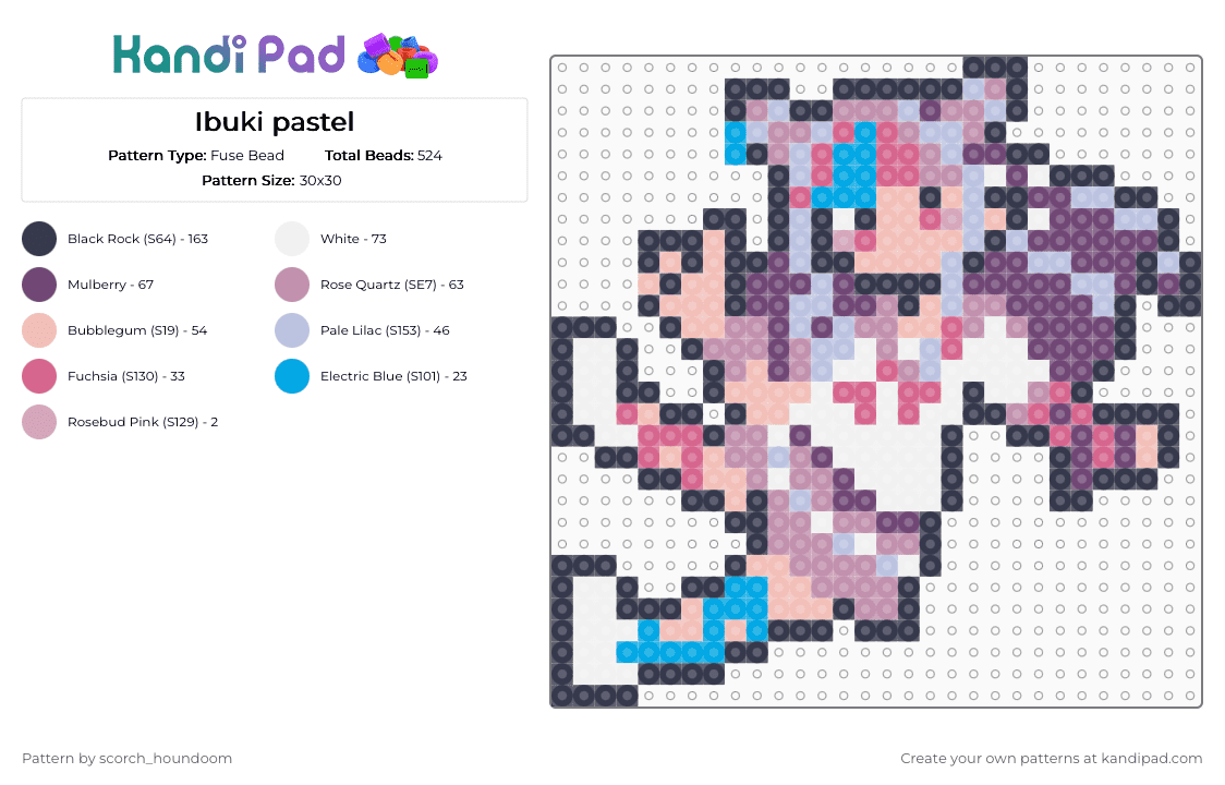 Ibuki pastel - Fuse Bead Pattern by scorch_houndoom on Kandi Pad - danganronpa, danganronpa 2, ibuki, pastel, pink, purple