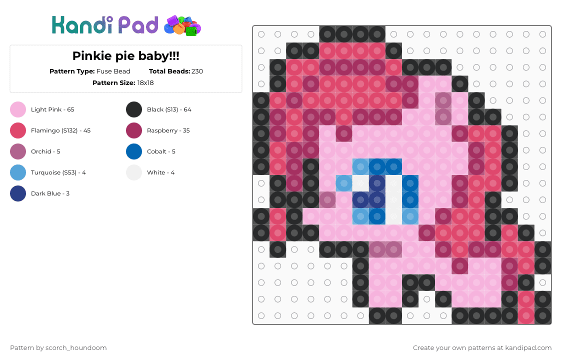 Pinkie pie baby!!! - Fuse Bead Pattern by scorch_houndoom on Kandi Pad - pink,red,pinkie pie,pinkie,mlp,my little pony