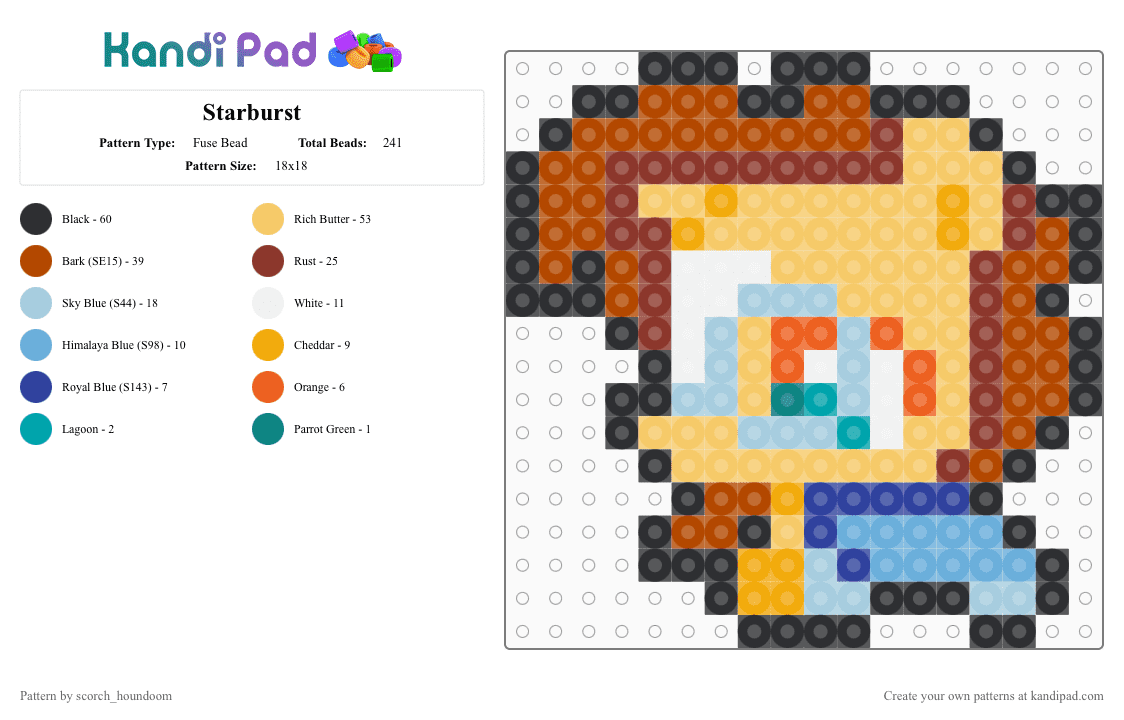 Starburst - Fuse Bead Pattern by scorch_houndoom on Kandi Pad - light blue,yellow,red,mlp,starburst,my little pony