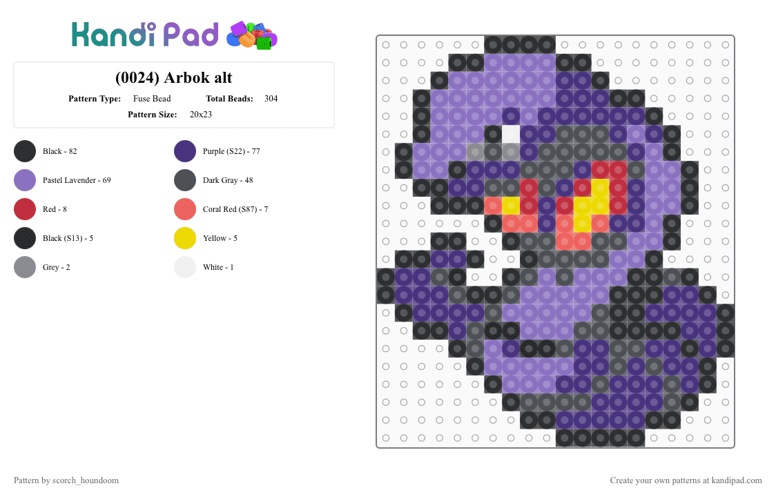 (0024) Arbok alt - Fuse Bead Pattern by scorch_houndoom on Kandi Pad - arbok, blue, gray, pokemon, pokmon sprite, purple, sprite