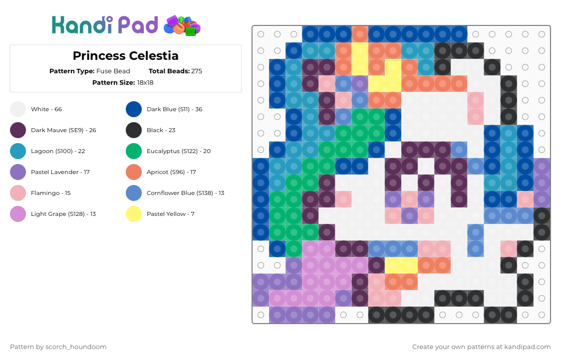 Princess Celestia - Fuse Bead Pattern by scorch_houndoom on Kandi Pad - pink,blue,princess celestia,celestia,mlp,my little pony