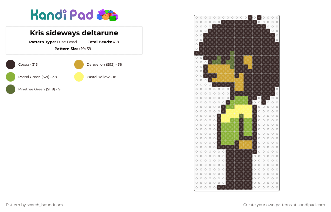 Kris sideways deltarune - Fuse Bead Pattern by scorch_houndoom on Kandi Pad - brown,kris,deltarune