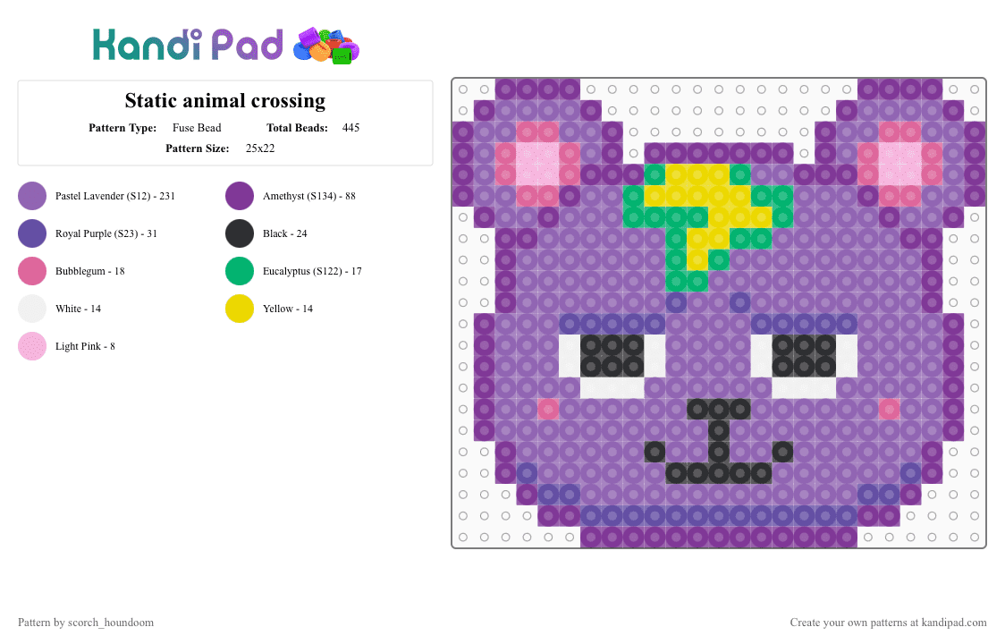 Static animal crossing - Fuse Bead Pattern by scorch_houndoom on Kandi Pad - pink,static,animal crossing,new horizons,acnh