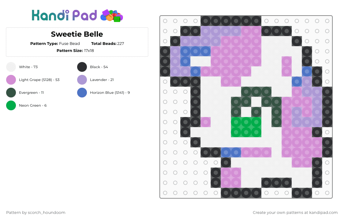Sweetie Belle - Fuse Bead Pattern by scorch_houndoom on Kandi Pad - pink,sweetie belle,sweetie,mlp,my little pony