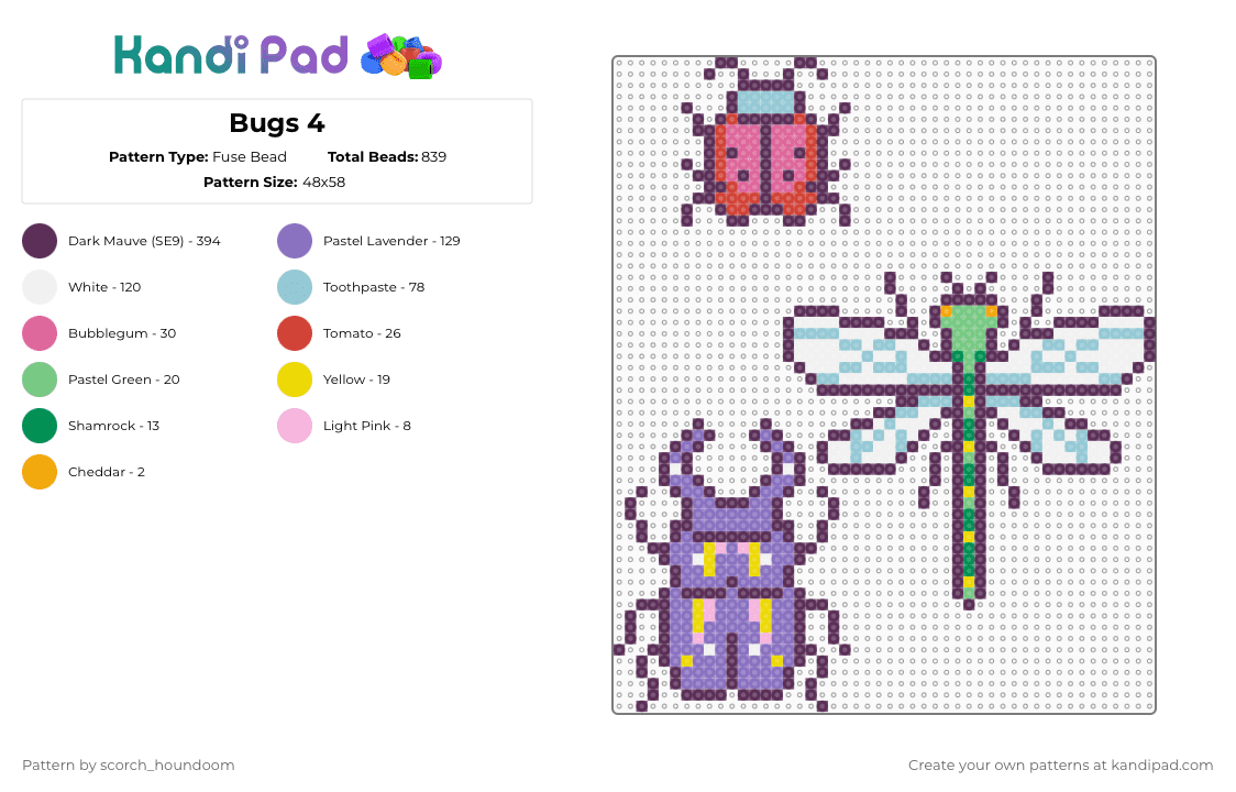Bugs 4 - Fuse Bead Pattern by scorch_houndoom on Kandi Pad - pink,blue,bug,bugs,dragonfly,beetle