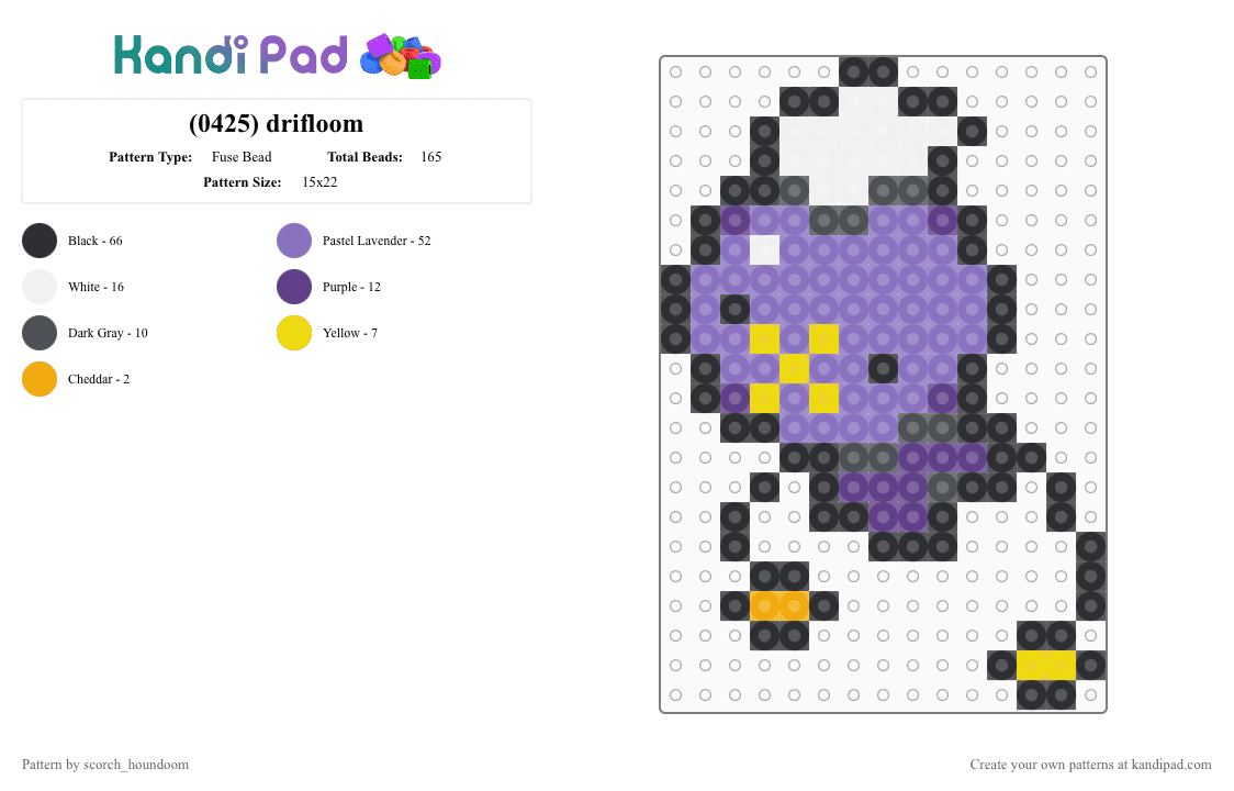 (0425) drifloom - Fuse Bead Pattern by scorch_houndoom on Kandi Pad - blue,drifloom,pokemon,pokmon sprite,sprite