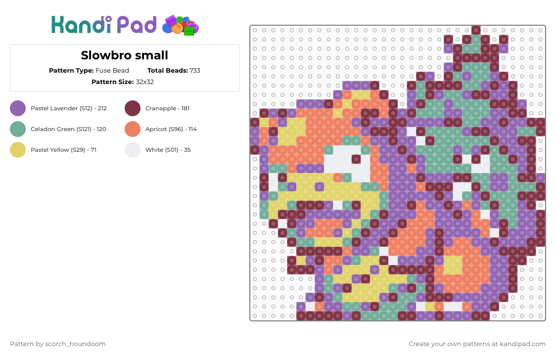 Slowbro small - Fuse Bead Pattern by scorch_houndoom on Kandi Pad - pink,brown
