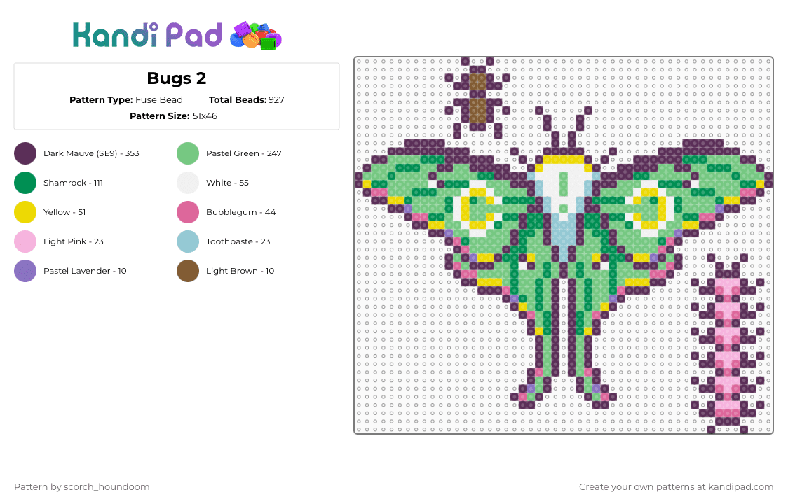 Bugs 2 - Fuse Bead Pattern by scorch_houndoom on Kandi Pad - pink,teal,bugs,bug,moth,ant,centipede