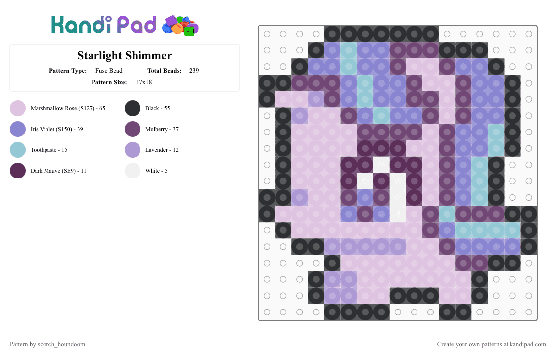 Starlight Shimmer - Fuse Bead Pattern by scorch_houndoom on Kandi Pad - pink,starlight shimmer,starlight,mlp,my little pony