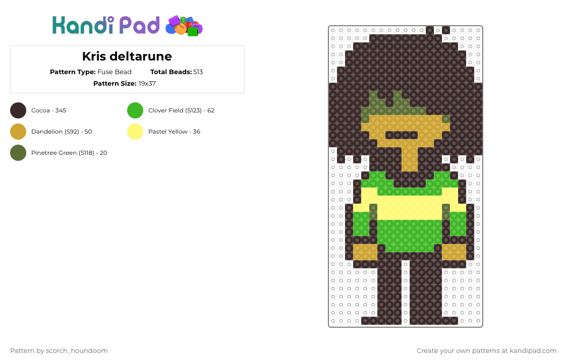 Kris deltarune - Fuse Bead Pattern by scorch_houndoom on Kandi Pad - brown