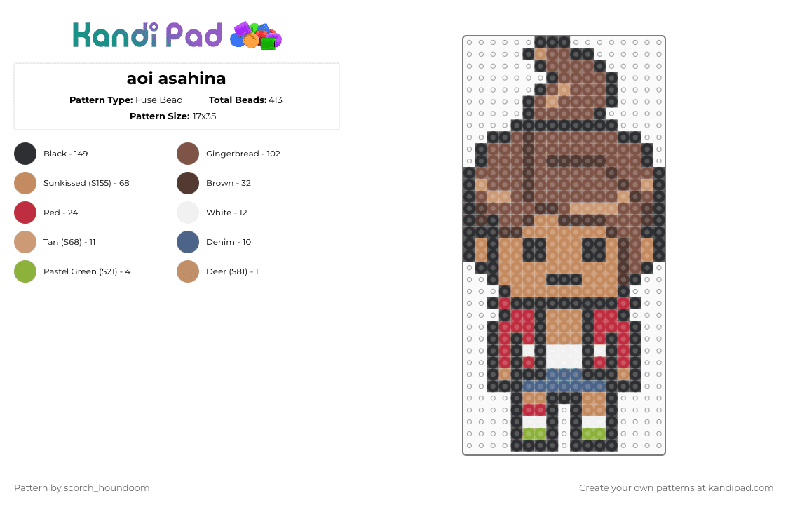 aoi asahina - Fuse Bead Pattern by scorch_houndoom on Kandi Pad - tan,aoi asahina,danganronpa,anime