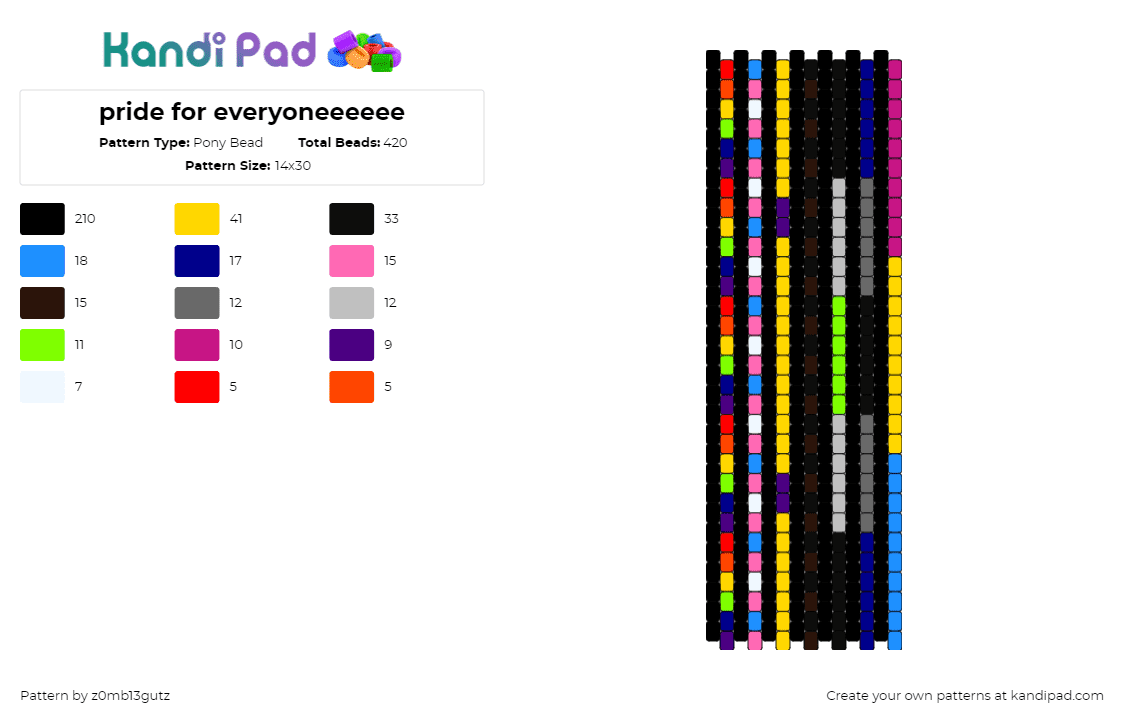 pride for everyoneeeeee - Pony Bead Pattern by z0mb13gutz on Kandi Pad - pride,colorful,dark,banner,black