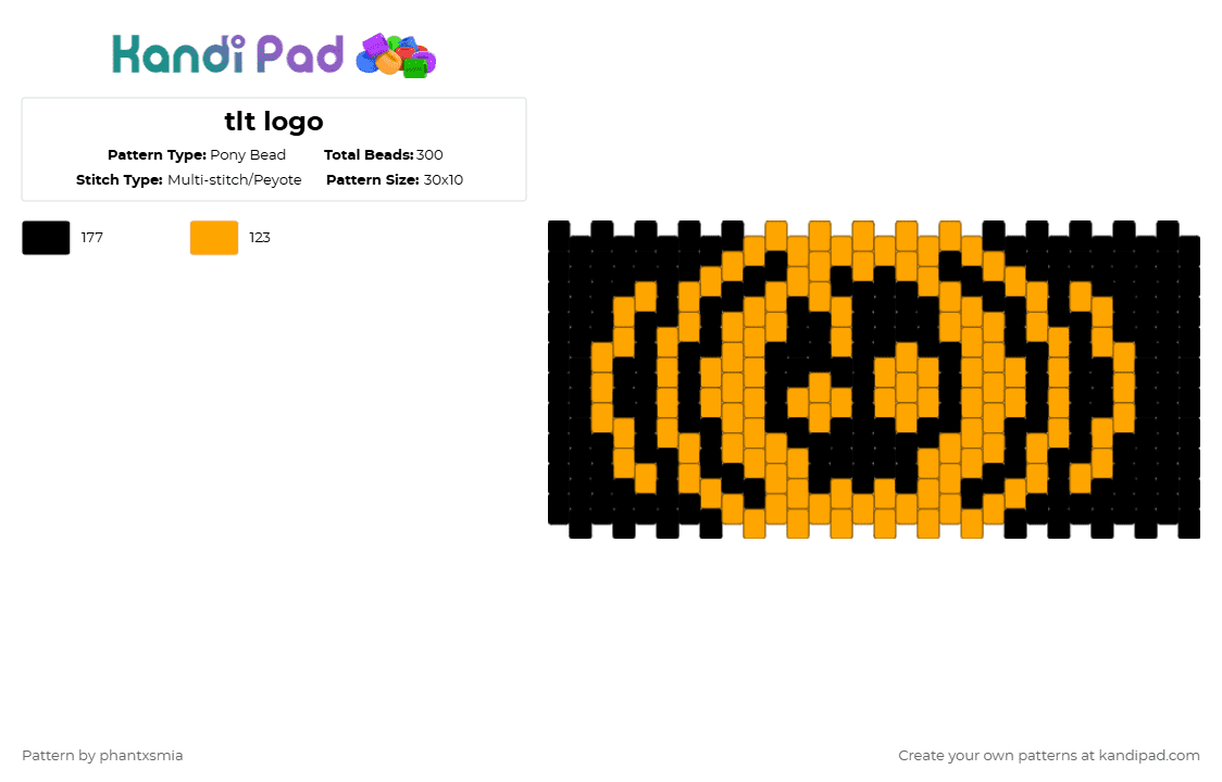 tlt logo - Pony Bead Pattern by phantxsmia on Kandi Pad - black,orange
