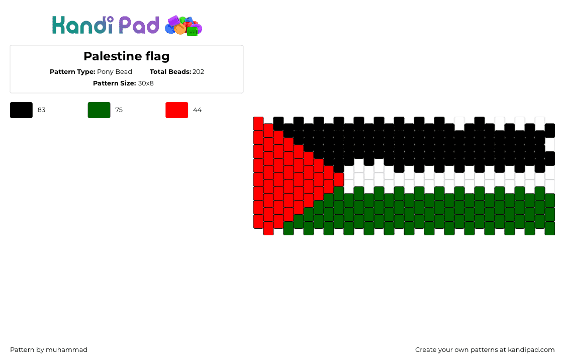 Palestine flag - Pony Bead Pattern by muhammad on Kandi Pad - 