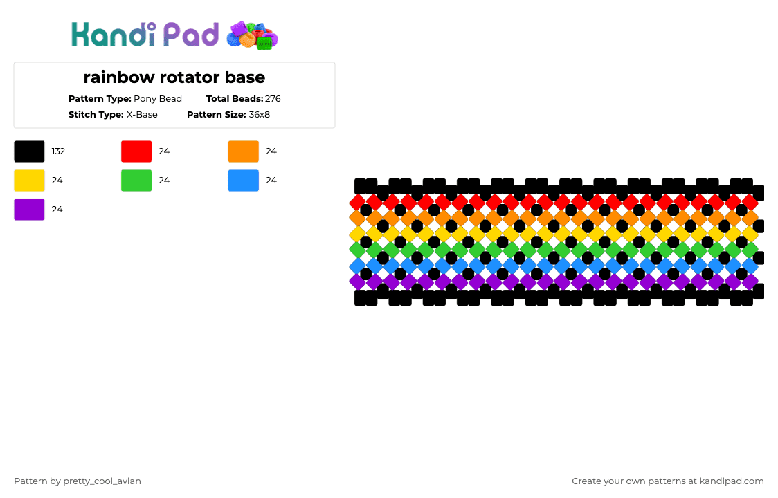 rainbow rotator base - Pony Bead Pattern by pretty_cool_avian on Kandi Pad - white,gray,beige,rainbow,colorful,simple
