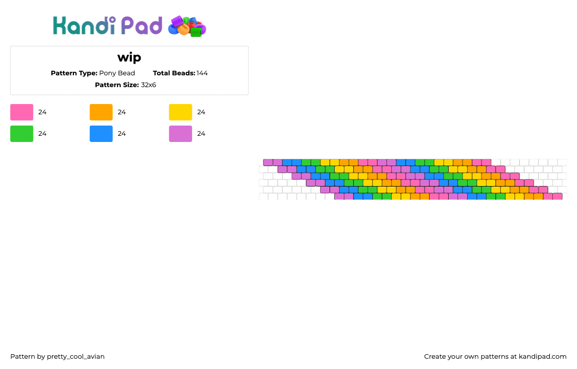 wip - Pony Bead Pattern by pretty_cool_avian on Kandi Pad - neon,diagonal,stripes,colorful,pink