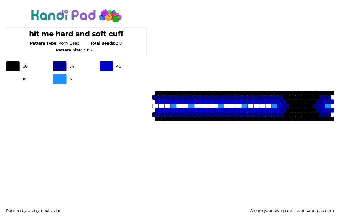 hit me hard and soft cuff - Pony Bead Pattern by pretty_cool_avian on Kandi Pad - hit me hard and soft,billie eilish,album,m usic,cuff,dark,blue,black