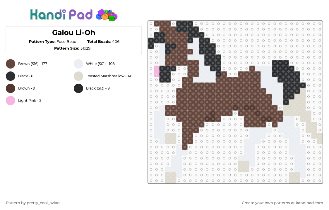 Galou Li-Oh - Fuse Bead Pattern by pretty_cool_avian on Kandi Pad - brown