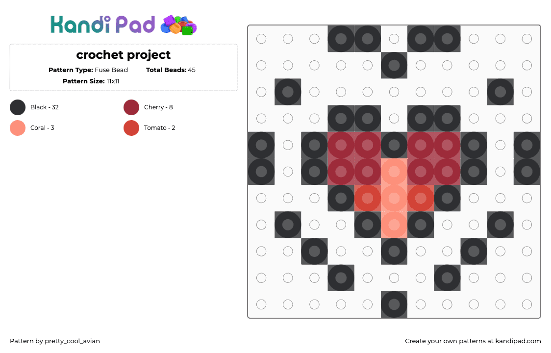 crochet project - Fuse Bead Pattern by pretty_cool_avian on Kandi Pad - 