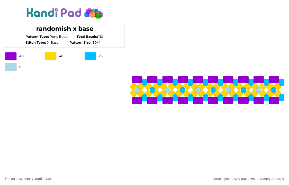 randomish x base - Pony Bead Pattern by pretty_cool_avian on Kandi Pad - purple,yellow,colorful,orange,green,blue