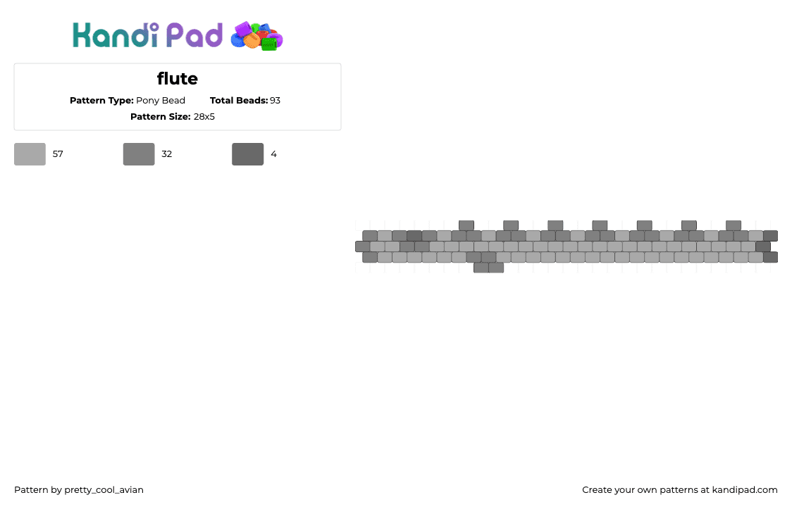 flute - Pony Bead Pattern by pretty_cool_avian on Kandi Pad - gray,beige