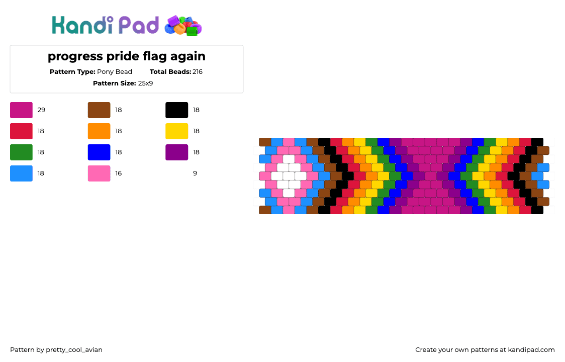 progress pride flag again - Pony Bead Pattern by pretty_cool_avian on Kandi Pad - red,pink