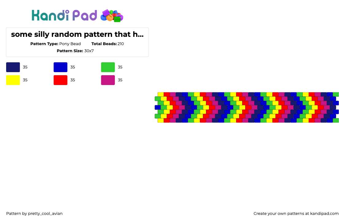 some silly random pattern that has no meaning whatsoever - Pony Bead Pattern by pretty_cool_avian on Kandi Pad - chevron,arrows,colorful,cuff