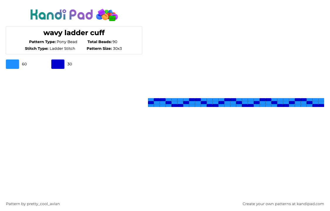 wavy ladder cuff - Pony Bead Pattern by pretty_cool_avian on Kandi Pad - blue, light blue, purple, simple, small, wave