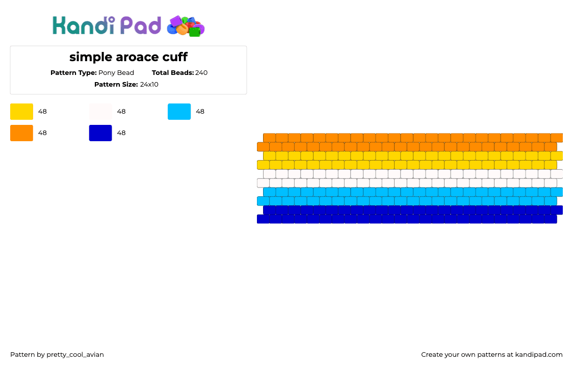 simple aroace cuff - Pony Bead Pattern by pretty_cool_avian on Kandi Pad - 