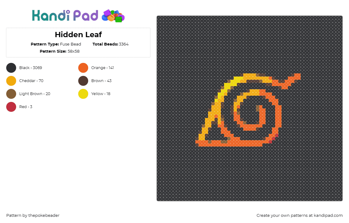 Hidden Leaf - Fuse Bead Pattern by thepokebeader on Kandi Pad - hidden leaf,naruto,anime