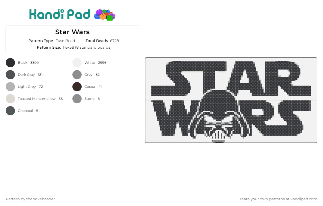 Star Wars - Fuse Bead Pattern by thepokebeader on Kandi Pad - star wars,darth vader,scifi