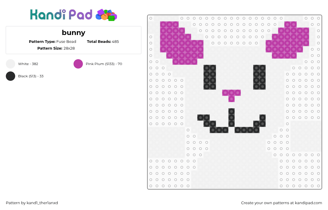 bunny - Fuse Bead Pattern by kand1_ther1anxd on Kandi Pad - 