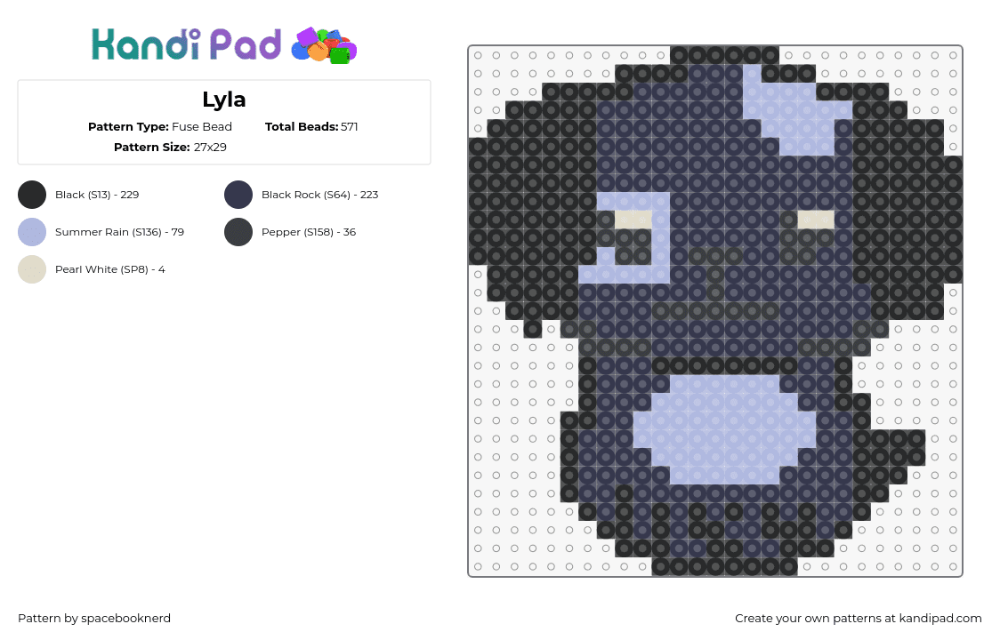 Lyla - Fuse Bead Pattern by spacebooknerd on Kandi Pad - dog,pet,animal,dark,blue,black