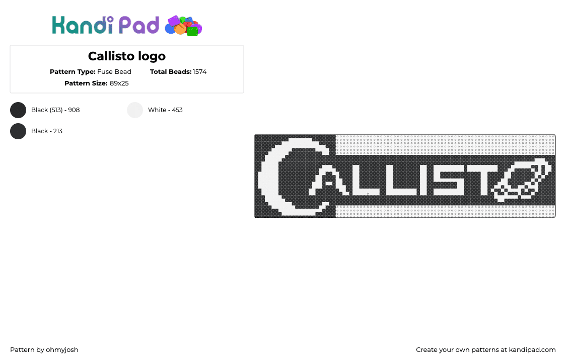 Callisto logo - Fuse Bead Pattern by ohmyjosh on Kandi Pad - callisto,logo,sign,black,white